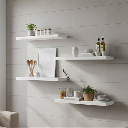 etagere cuisine murale bois rangement mural fonctionnel blanc Velora