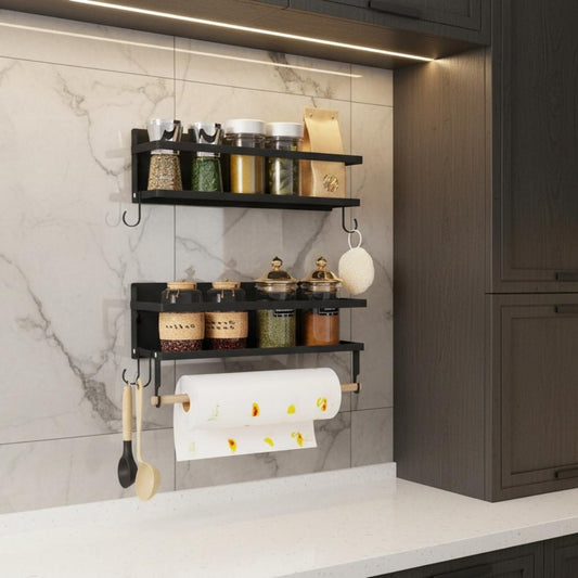 etagere cuisine murale lot 2 avec barre sans perçage OptiMur