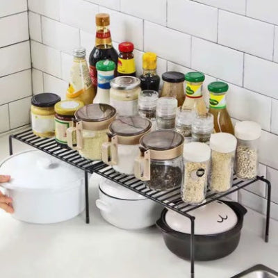 étagère cuisine noir multifonction rangement vaisselle bouteilles