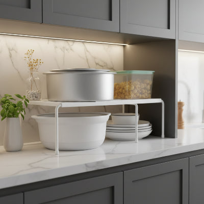 etagere cuisine retractable blanche pour double rangement placard