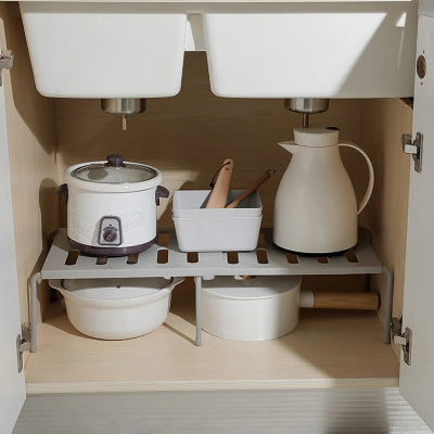 etagere cuisine retractable grise rangement intelligent esthetique sous evier