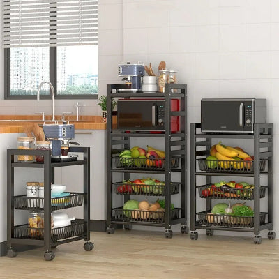 etagere cuisine sur pied metal noir solide multifonction cuisine rangee
