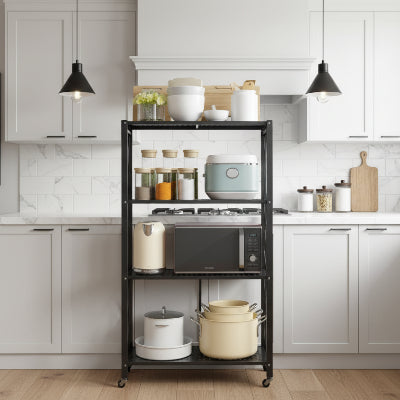 Étagère cuisine sur pied pliable 4 niveaux Espace Titan noir