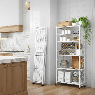 Étagère cuisine sur pied pliable 5 niveaux Espace Titan blanc
