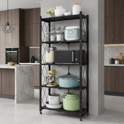 Étagère cuisine sur pied pliable 5 niveaux Espace Titan noir