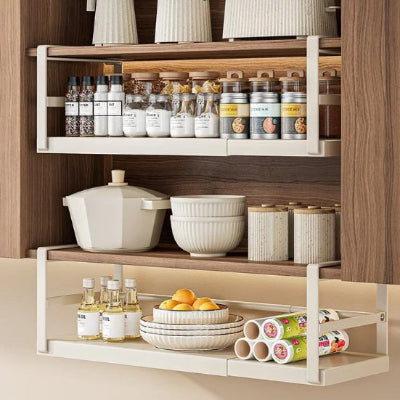 etagere cuisine suspendue interieur et exterieur de placard etendu blanc
