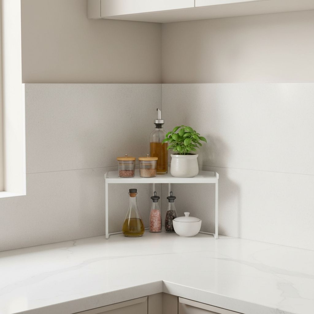 Étagère d angle blanc bocaux verre bouteilles huile stables CoinMax