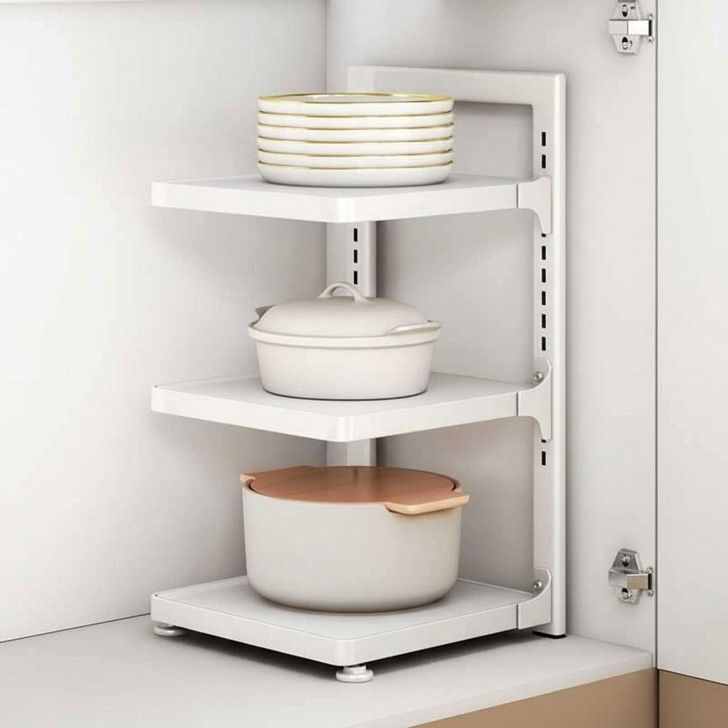 Etagere de cuisine a poser blanc 3 niveaux plus simple KitchenMax