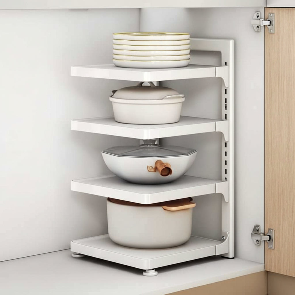 Etagere de cuisine a poser blanc 4 niveaux simple KitchenMax