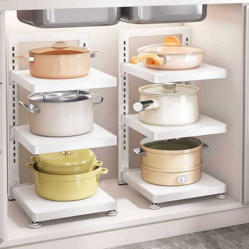 Etagere de cuisine a poser organisation optimale KitchenMax Pur White