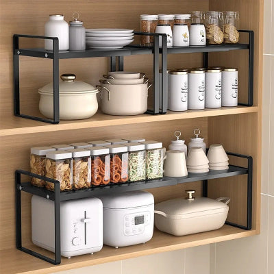 etagere de cuisine doublant rangement retractable noir placard gagneplace