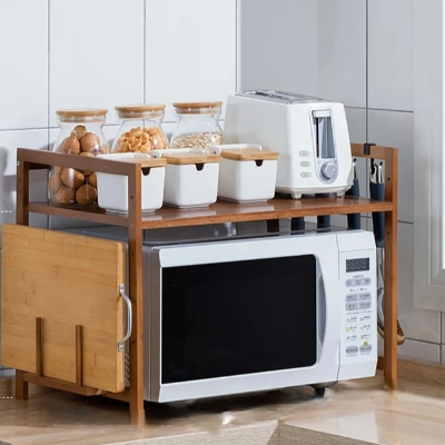 etagere en bois cuisine marron version simple avec 4crochets