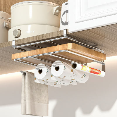 Étagère en inox cuisine extra-large un niveau crochets ustensiles