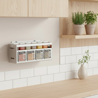 etagere epice murale 4 compartiments epices rangement superieur plus FortiSaveur