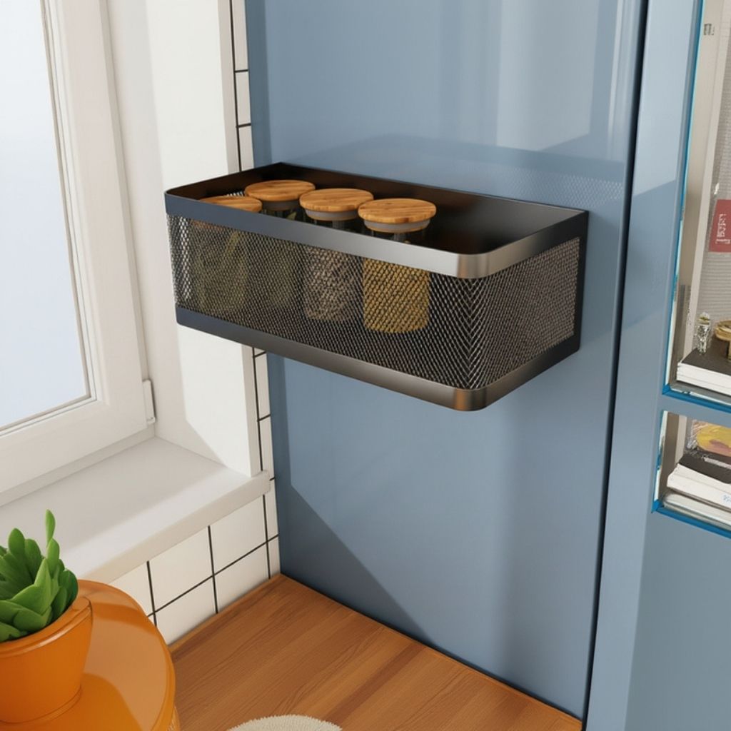 etagere epices murale acier inox rebords 10cm MagRack Noir