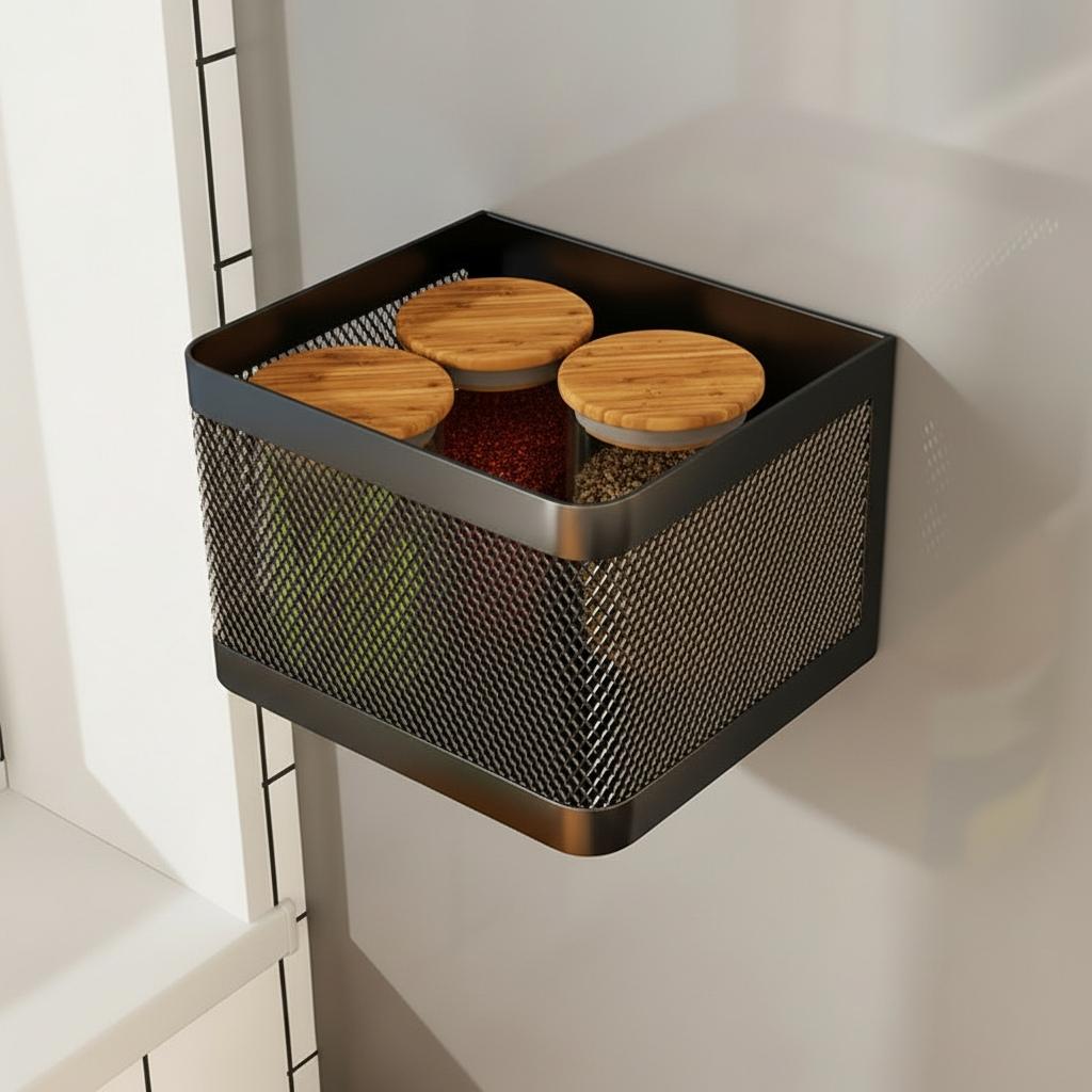 etagere epices murale petite taille 16x12 cuisine MagRack Noir