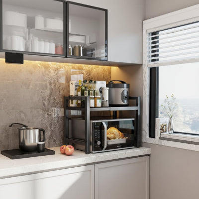 etagere extensible micro onde cuisine bien optimisée avec 6 crochets