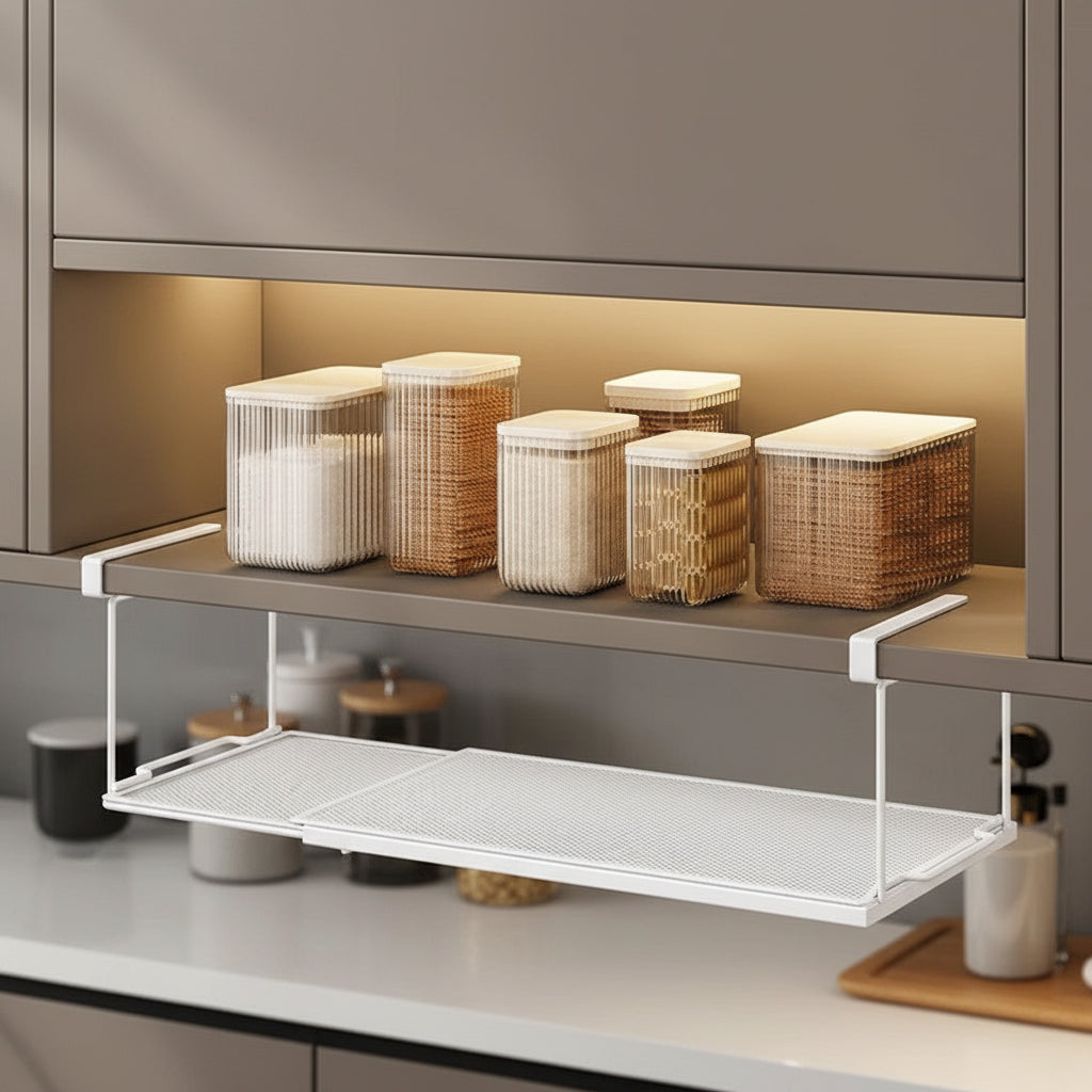 Étagère extensible sous armoire blanc acier carbone ExtendShelf