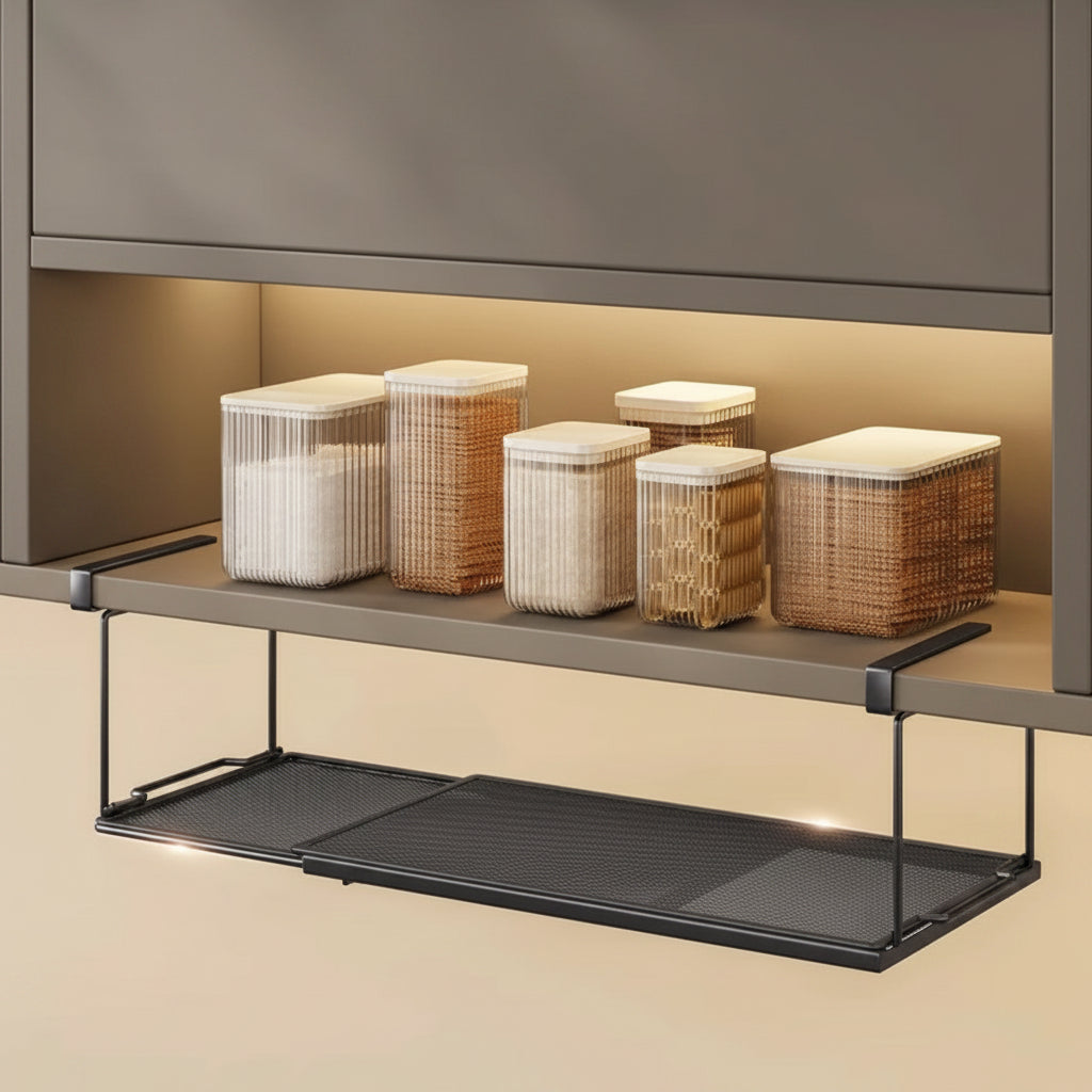 Étagère extensible sous armoire noir acier carbone ExtendShelf
