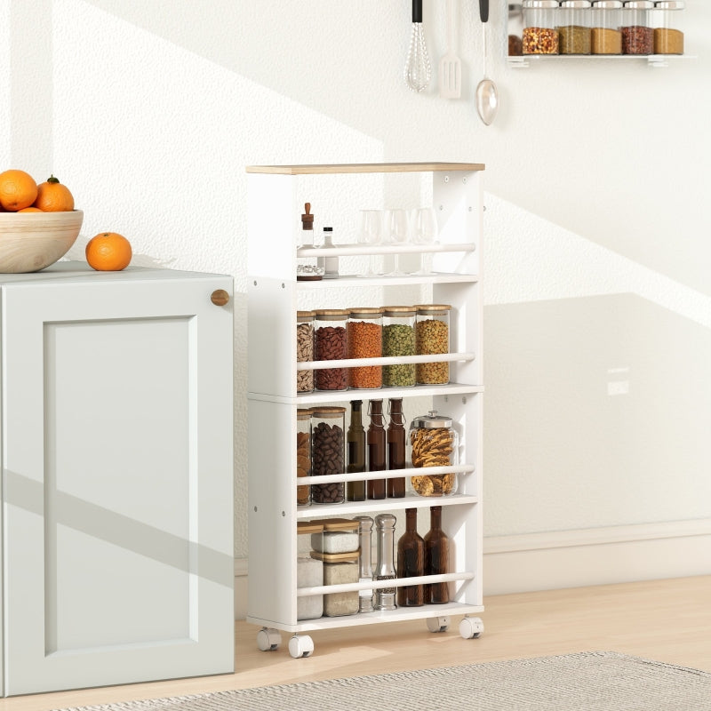 Étagère meuble cuisine à roulettes blanc 4 niveaux Nordica Roll