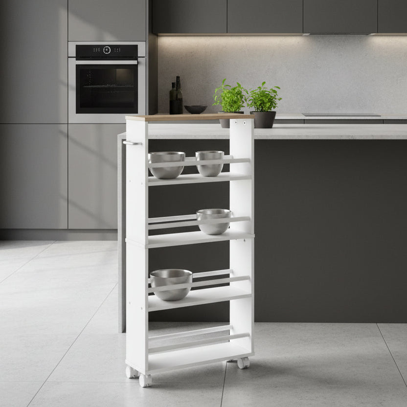 Étagère meuble cuisine blanc métal structure solide Nordica Roll