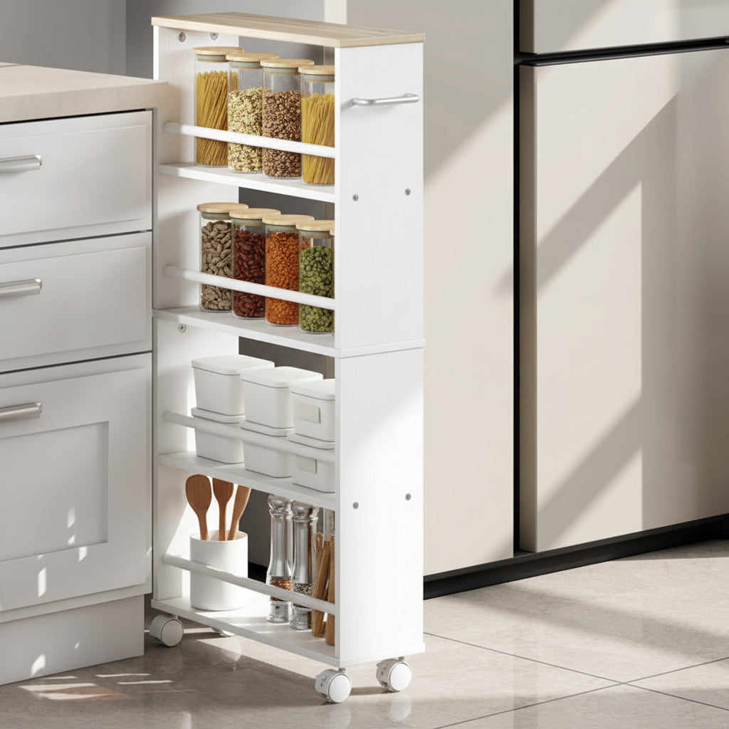 Étagère meuble cuisine slim 15 cm entre frigo Nordica Roll