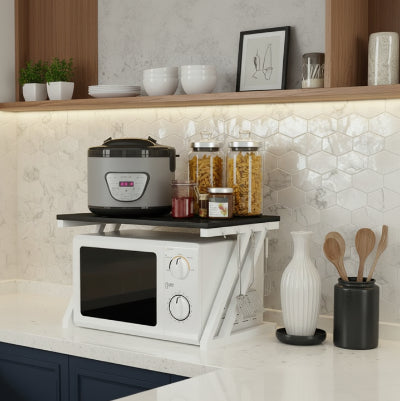 etagere micro onde avec crochets lateraux ZStand blanc noir