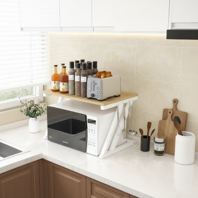 etagere micro onde blanc et bois naturel ZStand