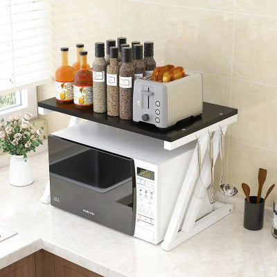 etagere micro onde double niveau Z Stand blanc noir