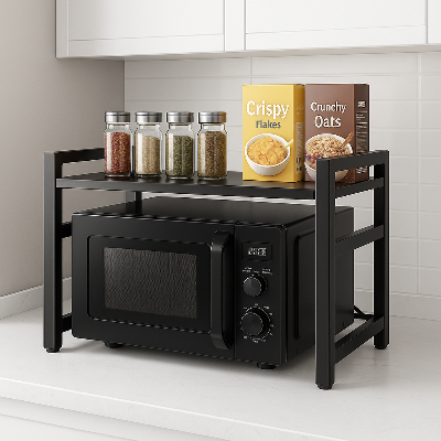 etagere micro onde extensible acier noir sans crochets ChefRack