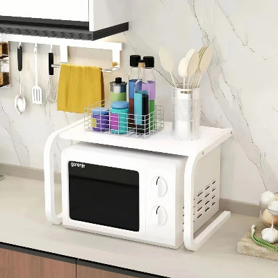 étagère micro onde haute capacite Orvane blanc