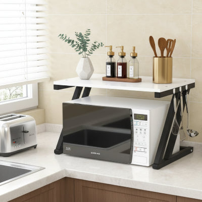 etagere micro onde pieds forme Z noir blanc ZStand
