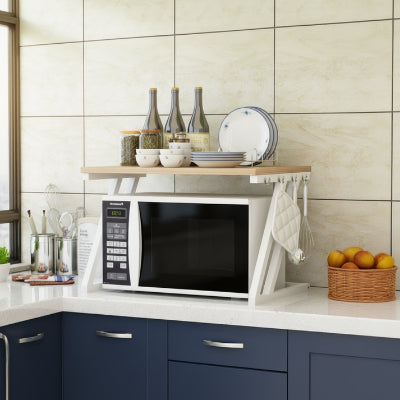 etagere micro onde pour cuisine compacte ZStand blanc bois