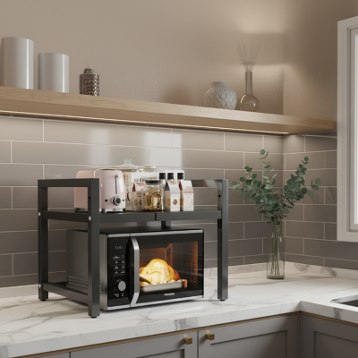 etagere micro onde rangement extensible ajustable sans crochets ChefRack