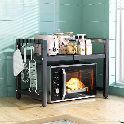 etagere micro onde reglable longueur hauteur sans crochets ChefRack noir