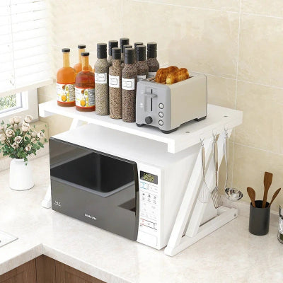 etagere micro onde robuste 2 niveaux Z Stand blanc