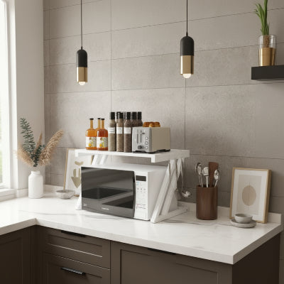 etagere micro onde robuste 2 niveaux ZStand blanc