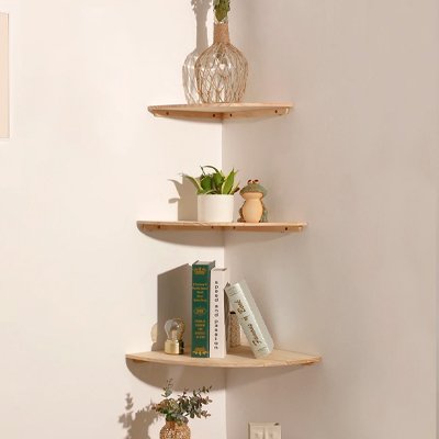 etagere murale bois cuisine angle gain espace Anglora