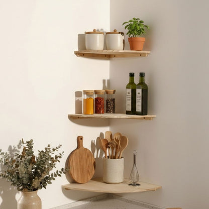 etagere murale bois cuisine angle mural tailles petite Moyenne large
