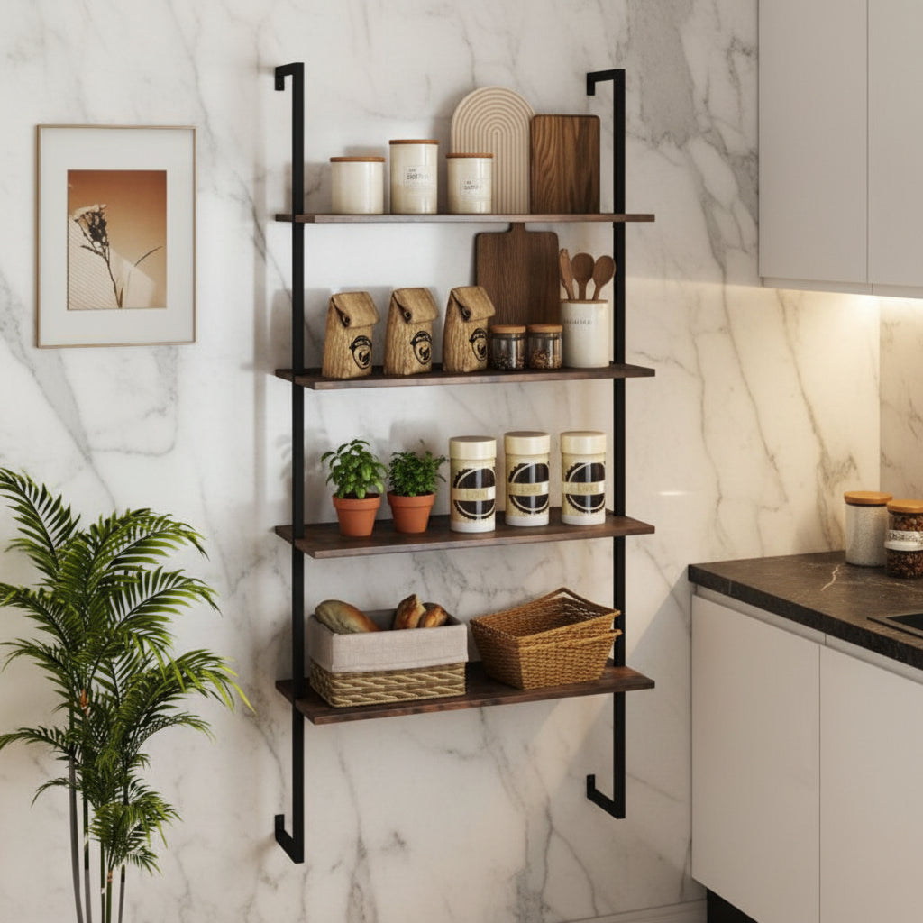 etagere murale cuisine 4 niveaux style industriel Rackly