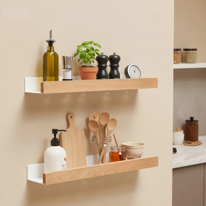 etagere murale cuisine 60 cm métal blanc bois sans barre