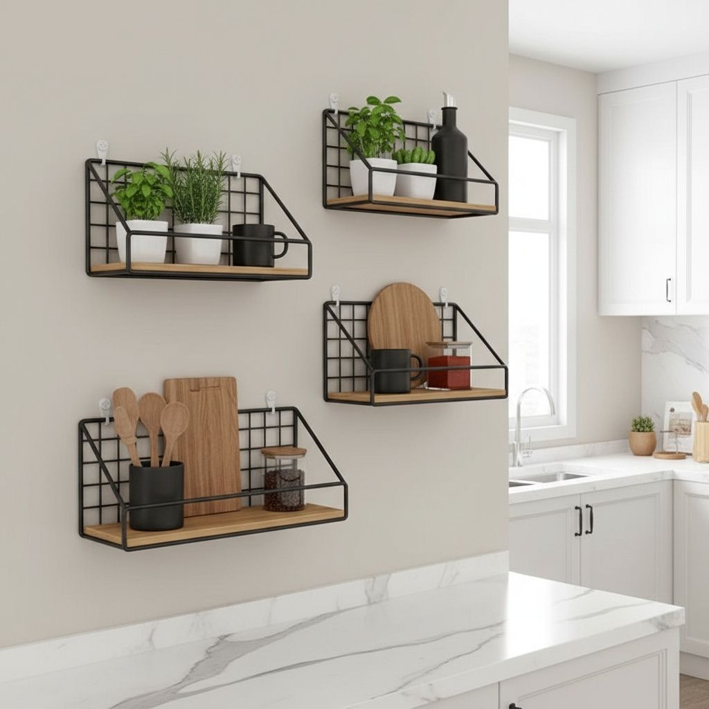 etagere murale cuisine bois  trois tailles Atelier Mural