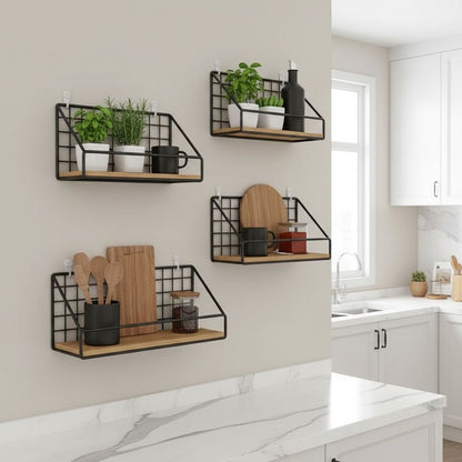 etagere murale cuisine bois  trois tailles Atelier Mural