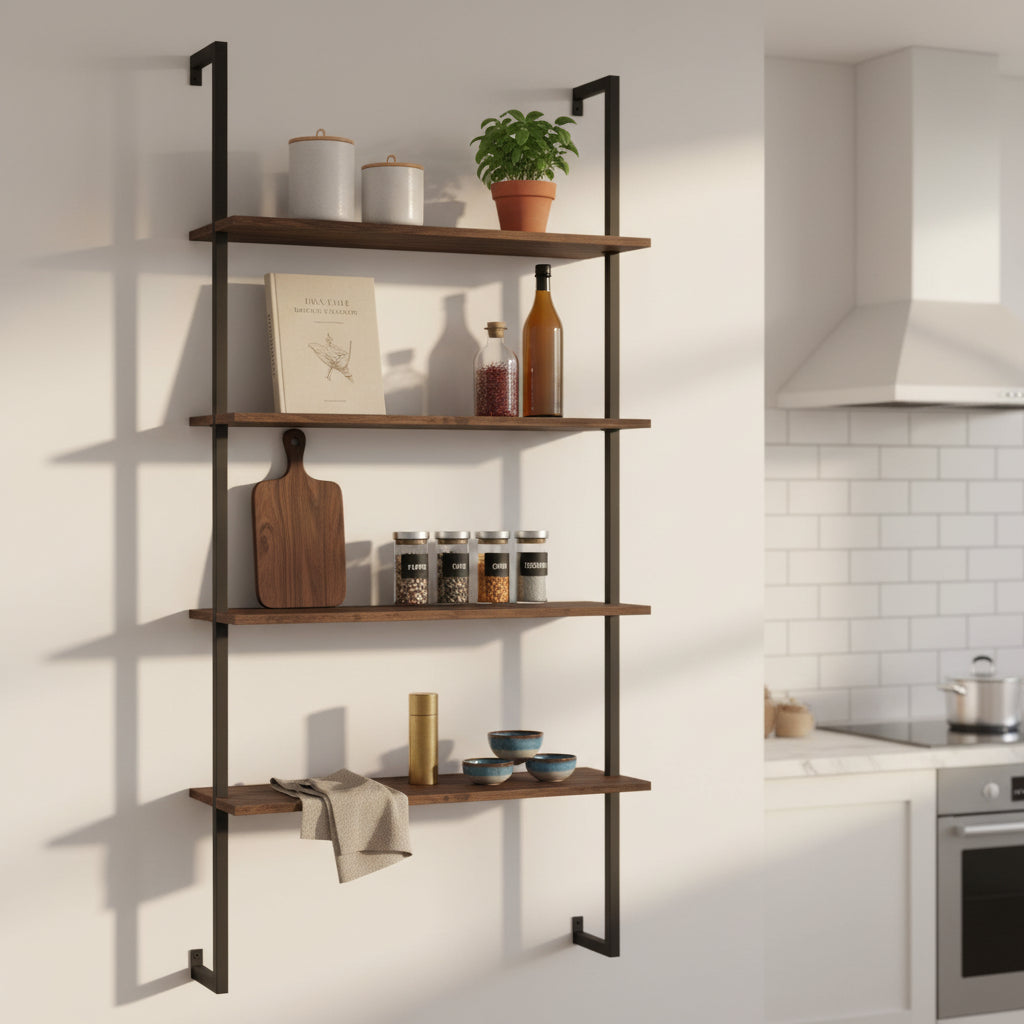 etagere murale cuisine forme echelle recoins etroits Rackly