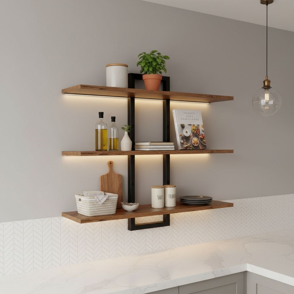 étagère murale cuisine originale 3 niveaux réglables rangement Arboris