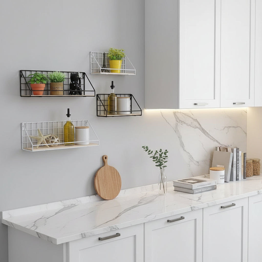 etagere murale en bois pour cuisine fixation autocollante Atelier Mural