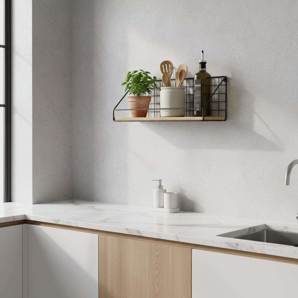 etagere murale en bois pour cuisine format moyen Atelier Mural