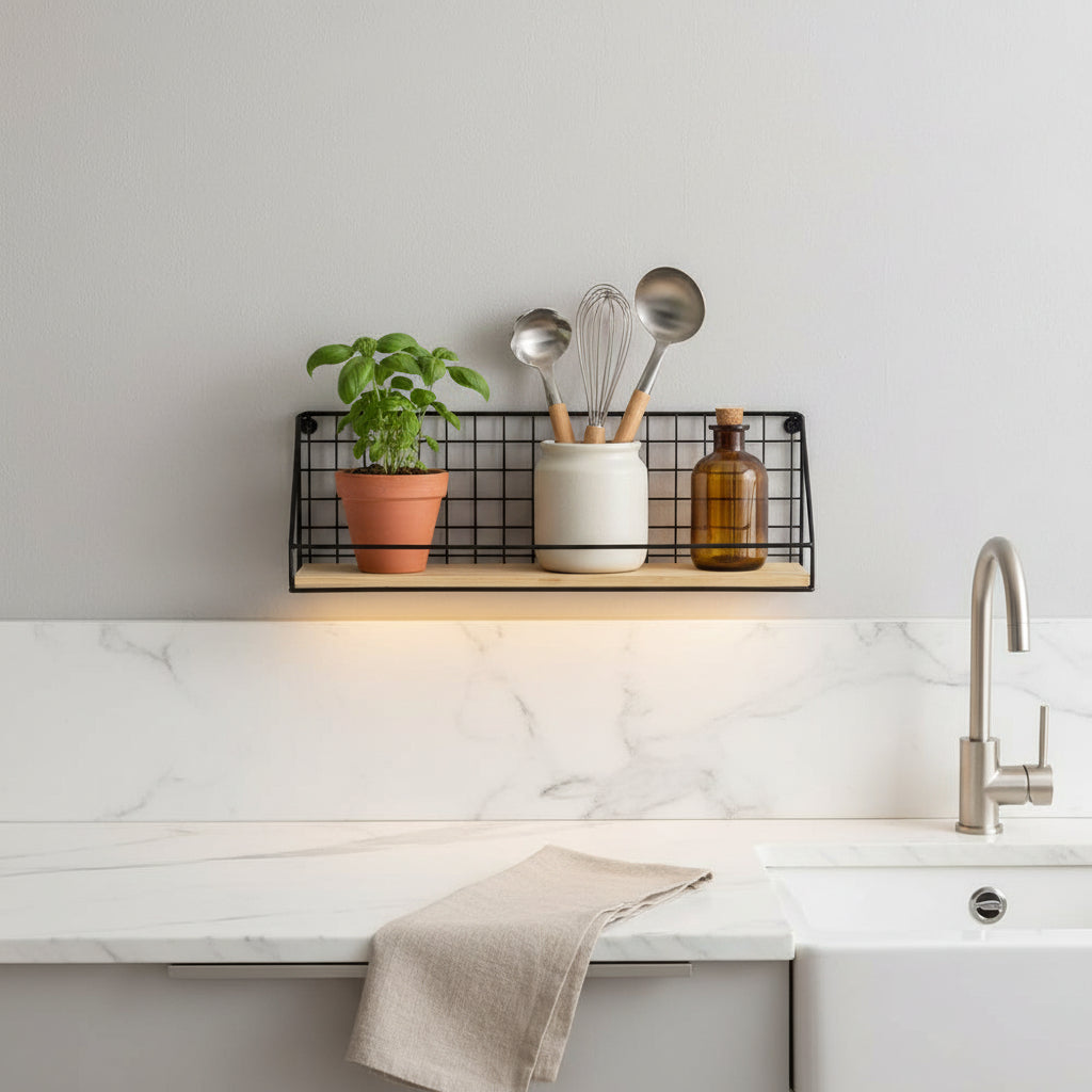 etagere murale en bois pour cuisine grand format Atelier Mural