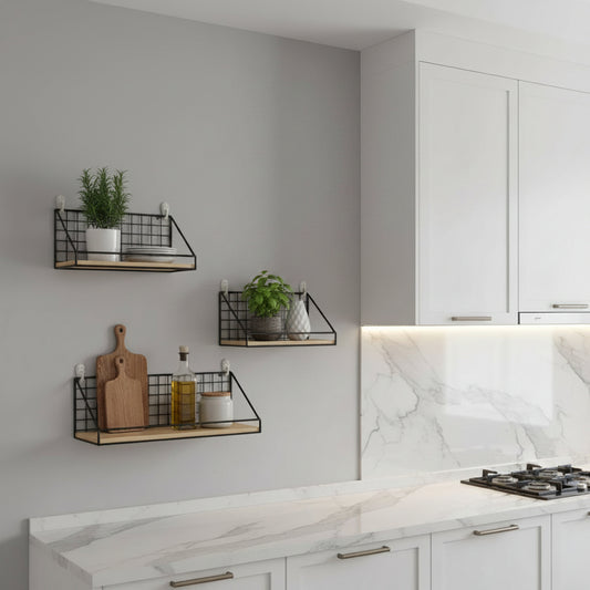 etagere murale en bois pour cuisine lot trois formats AtelierMural