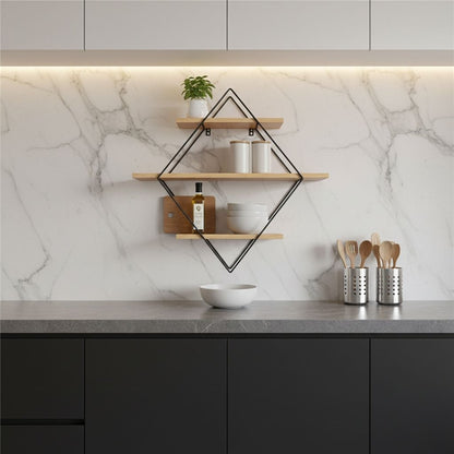 etagere murale en bois pour cuisine plan travail libéré organisé